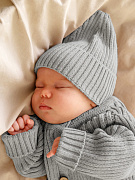 Шапочка вязаная AmaroBaby Pure Love Tot, демисезонная ЧЗ серый 44