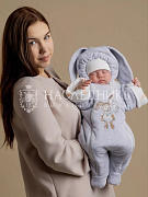 Детский комбинезон НаследникЪ Выжанова велюровый утепленный НВ006 серый меланж 56