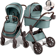 Детская коляска AmaroBaby Motus Premium Ecco Exclusive 3 в 1 с автокреслом Rant Cruise Beige лагуна
