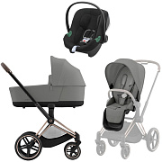 Коляска 3 в 1 Cybex Priam IV Rosegold complete и автокресло Aton B2 i-Size Volcano Black Mirage Grey