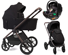 Детская коляска Peppy Soho 3 в 1 с автокреслом First Black (черный) рама шоколад