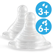Соски для бутылочек с широким горлышком Ramili Baby BT100ML средний и быстрый поток (3+, 6+) 2 шт.