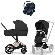 Коляска Cybex Priam V Rosegold Style Aton S2 Ocean Blue 3 в 1 Sepia Black