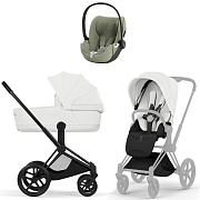 Коляска Cybex Priam V Matt Black Style Cloud T Sage Green Plus 3 в 1 Off White