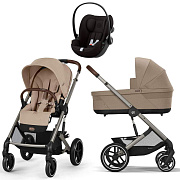 Коляска Cybex Balios S Lux TPE 2025 Cloud G i-Size Magic Black 3 в 1 Almond Beige с дождевиками