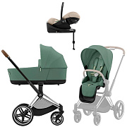 Коляска Cybex Priam IV Chrome Brown complete Cloud G3 Almond Beige Base G3 4 в 1 Leaf Green