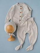 Кофточка, ползунки, чепчик Little Star Вышивка 80034-3 (ЧЗ-мз) жемчужный 62