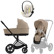 Коляска Cybex Priam IV Matt Black complete и автокресло Cloud G i-Size Seashell Beige Plus 3 в 1 Cozy Beige