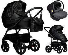 Детская коляска Indigo Indigo Special New 3 в 1 с автокреслом Avionaut Cosmo Grey Is03 черная кожа