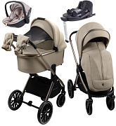 Детская коляска AmaroBaby Genius 4 в 1 с автокреслом Rant Miro Beige и базой бежевый