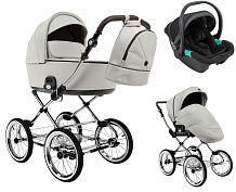 Детская коляска Roan Bass Next Classic d14 2.0 3 в 1 с автокреслом Pituso Santiso Pro Black BSNC/94/2 Marzipan/Black/руч.Cappuccino