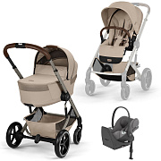 Коляска Cybex Balios S Lux Fold Cot TPE Cloud T Mirage Grey Plus Base T 4 в 1 Almond Beige с дождевиками