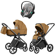 Коляска Carrello Vector 2025 CRL-6551 и автокресло Cybex Aton S2 Lava Grey 3 в 1 Golden Beige