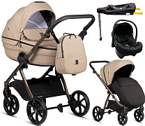 Детская коляска Tutis Uno 6 Plus Essential collection 4 в 1 с автокреслом Elo Lux EduSky Black и базой 1602146 Nougat с сумкой