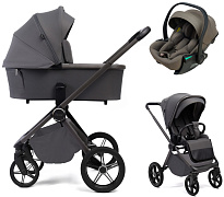 Детская коляска Peppy Monaco Plus 3 в 1 с автокреслом Jet Brown Antrazit (графитовый), рама серая