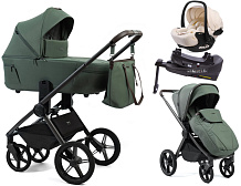 Детская коляска Peppy Monaco Thermo 4 в 1 с автокреслом Verona Beige и базой Green (зеленый), рама серо-коричневая