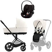 Коляска Cybex Priam IV Matt Black complete и автокресло Cloud G i-Size Magic Black 3 в 1 Off White