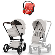 Коляска Cybex Priam V Chrome Style Aton S2 Hibiscus Red 3 в 1 City Grey