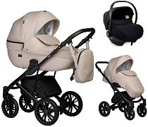 Детская коляска Indigo Mio Eco 3 в 1 с автокреслом Avionaut Cosmo Black 02 св.бежевая кожа