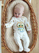 Комбинезон на молнии Little Star Совенок 0208 (ЧЗ-мз) крем 68