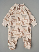 Комбинезон Little Star Гепарды из футера с начесом 0214 (ЧЗ-мз) светло-бежевый 68