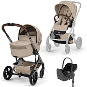 Коляска Cybex Balios S Lux Fold Cot TPE Cloud T Sepia Black Plus Base T 4 в 1 Almond Beige с дождевиками