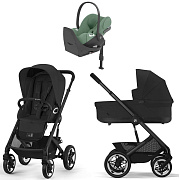 Коляска Cybex Talos S Lux BLK complete Cloud T Leaf Green Plus Base T 4 в 1 Moon Black с дождевиками