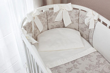 Комплект в детскую кроватку Perina Elfetto Oval 6 предметов молочно-белый