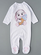 Комбинезон на молнии Little Star Зайка с мороженым 0208 (ЧЗ-мз) белый 74