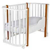Кроватка-трансформер Indigo Baby Lux 3 в 1 белый-натуральные стойки