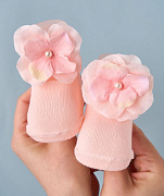 Носочки трикотажные с принтом Little Star 00055, цветочек, персик, 9 см 2