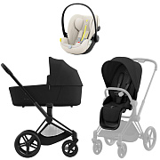 Коляска Cybex Priam IV Matt Black complete и автокресло Cloud G i-Size Seashell Beige Plus 3 в 1 Sepia Black