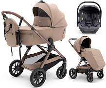 Коляска Agex Prima Pro 3 в 1 с автокреслом i-Team ATG080 Grey APD221 Dune бежевый