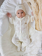 Комплект НаследникЪ Выжанова Цветущие сады д/д комбинезон и шапка НВ-МТ-072 ЧЗ экрю