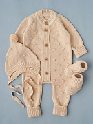 Комбинезон, шапочка гномик, носки Little Star Pom Pom 0086 (ЧЗ-нк) бежевый 62