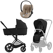 Коляска 3 в 1 Cybex Priam IV Matt Black complete и автокресло Cloud T i-Size Cozy Beige Plus Sepia Black