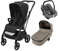 Детская коляска Maxi-Cosi Leona²  Oria 3 в 1 с автокреслом CabrioFix Select grey 1204390110 Twillic Black/1507470300 Luxe Twillic Truffle