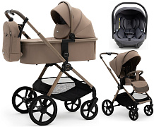 Коляска Agex Life 3 в 1 матовая рама с автокреслом i-Team ATG080 Grey ALB620 Taupe Beige (Бежевый)