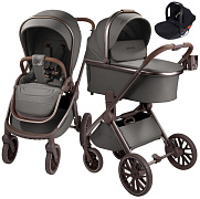 Детская коляска AmaroBaby Motus Premium Ecco Exclusive 3 в 1 с автокреслом Rant Cruise Black серый
