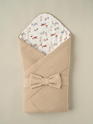 Конверт-одеяло на выписку с лентой весна-осень Little Star 3134 бант, бежевый лайт/машинки