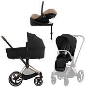 Коляска Cybex Priam IV Rosegold complete Cloud G Almond Beige Plus Base G 3 в 1 Sepia Black