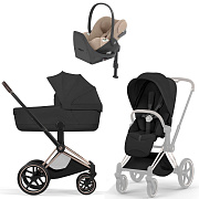 Коляска Cybex Priam V Rosegold Style Cloud T Cozy Beige Plus Base T 4 в 1 Sepia Black