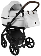 Детская коляска Roan Esso 2025 Кожа 2 в 1 ESSK/215/1 White/Black/руч.Тем.коричневый