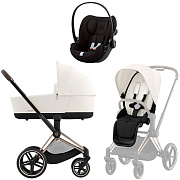 Коляска Cybex Priam IV Rosegold complete и автокресло Cloud G i-Size Magic Black 3 в 1 Off White