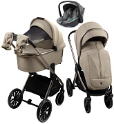 Детская коляска AmaroBaby Genius 3 в 1 с автокреслом Rant Miro Olive бежевый
