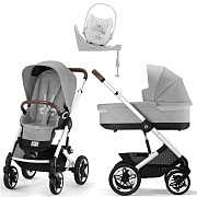 Коляска Cybex Talos S Lux SLV complete Cloud T Urban Mobility White Blue Base T 4 в 1 Stone Grey с дождевиками