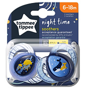 Соска-пустышка силиконовая ночная Tommee Tippee Night Time, 6-18 мес., 2 шт. TT0149-MEDUZA/BALENA