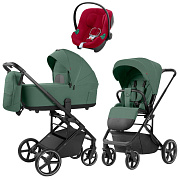 Коляска Carrello Alfa CRL-6522 2025 Cybex Aton B2 i-Size Dynamic Red 3 в 1 Meadow Green
