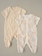 Комбинезон на кнопках короткий рукав Little Star Оранжевые цветы 2 шт 7062-2 (ЧЗ-мз) крем/бежевый 62