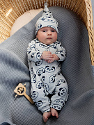 Комбинезон с лацканами НаследникЪ Выжанова Панды 02097-02025 ЧЗ